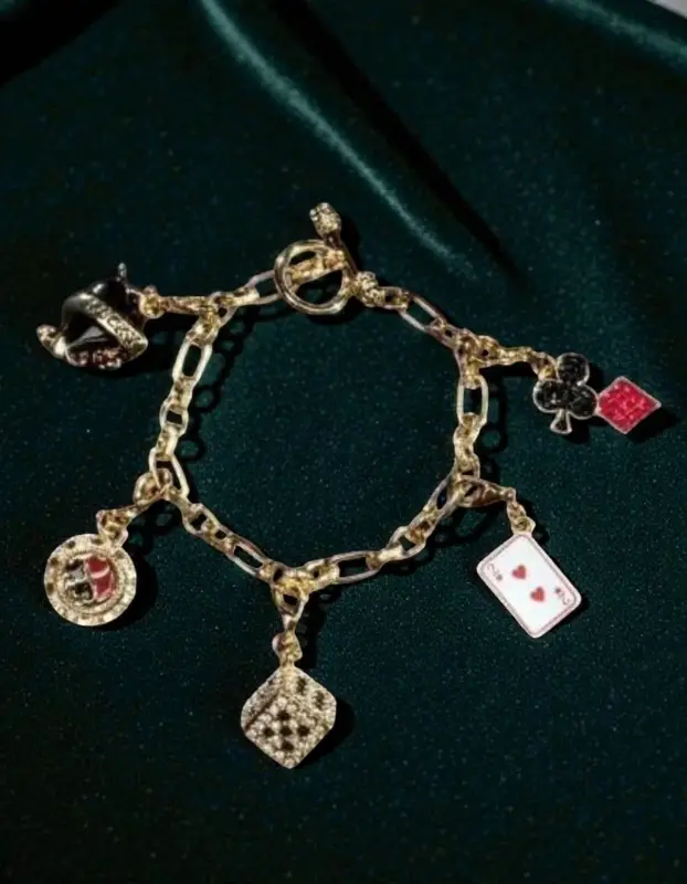 Браслет "Азартные игры" со съемными подвесками эмаль кристалы