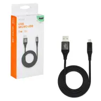 Кабель USB - micro USB 1м, черный нейлоновый