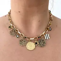 Колье "Морское" черно-белая эмаль