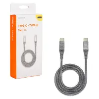 Кабель Type-C - Type-C поддержка PD 1м, серый нейлоновый