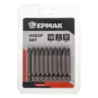 ЕРМАК Биты для шуруповерта PH2 длина 50 мм, 10 штук. ЕРМАК Биты для шуруповерта PH2 длина 50 мм, 10 штук.