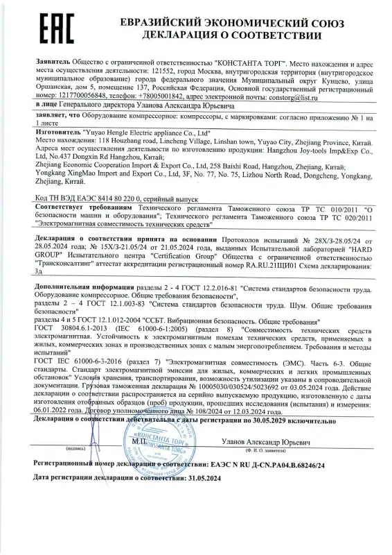 ЕРМАК Набор 12 предметов с 2-х поршневым компрессором 12В, 60л/мин, 180Вт