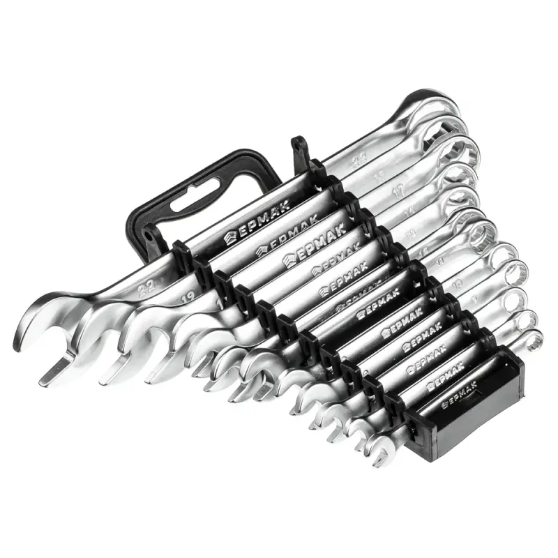 ЕРМАК Набор ключей рожково-накидных, 12 предм., 6-22мм, матовые CRV, пластик холдер ЕРМАК Набор ключей рожково-накидных, 12 предм., 6-22мм, матовые CRV, пластик холдер