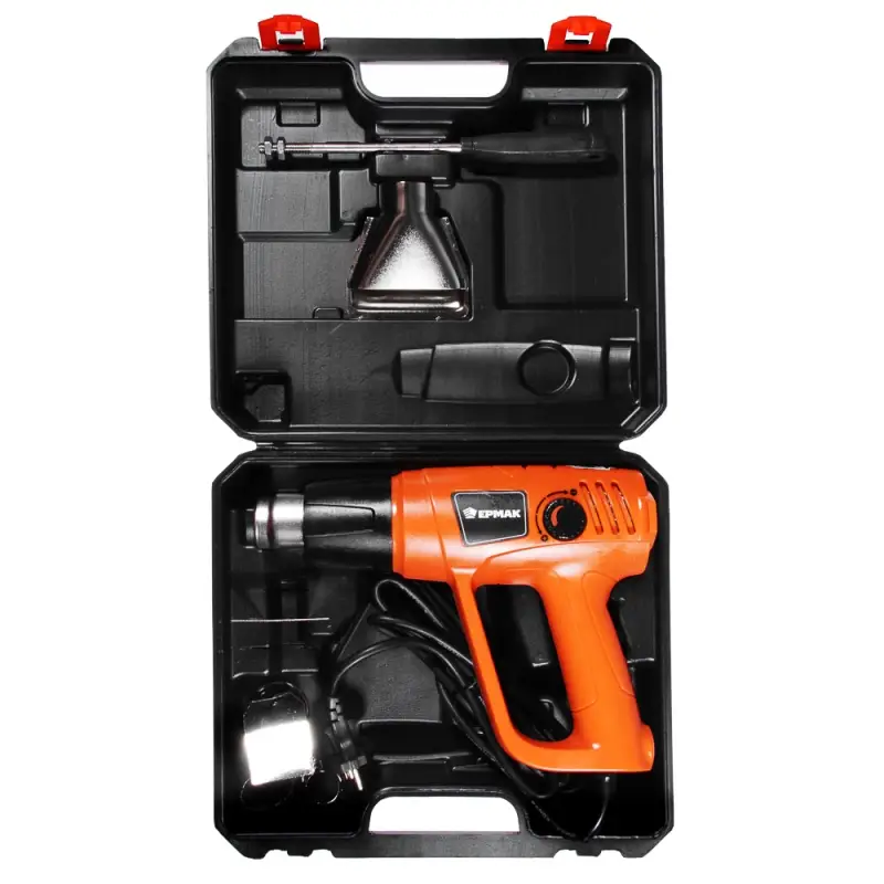 ЕРМАК Фен технический ФТ-2000Вт/2 (80C°-600C°), кейс 5 насадок ЕРМАК Фен технический ФТ-2000Вт/2 (80C°-600C°), кейс 5 насадок