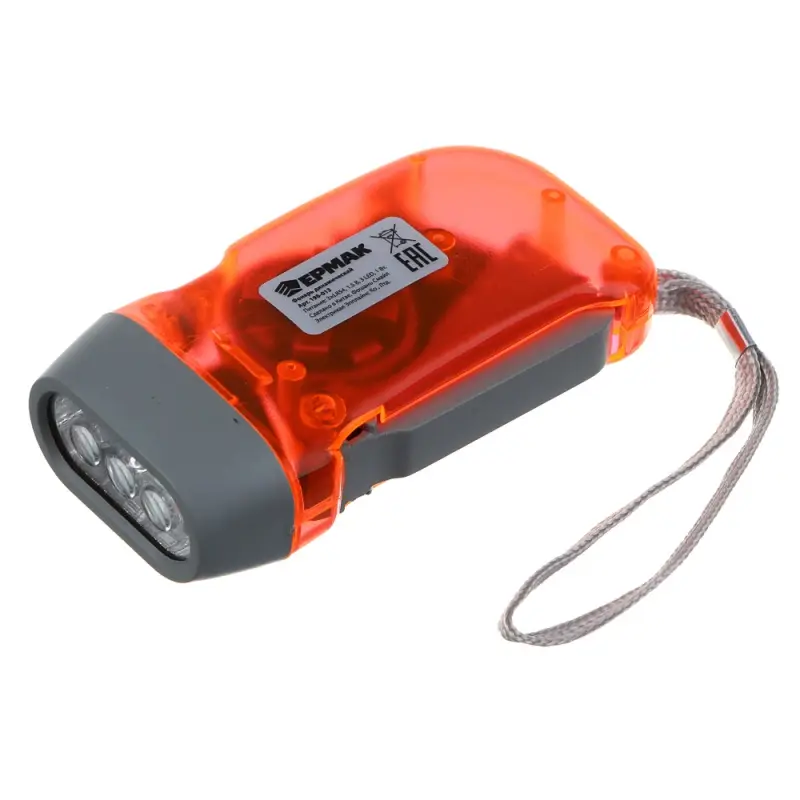 ЕРМАК Фонарик динамический 3 LED, пластик, 50х100х30 мм ЕРМАК Фонарик динамический 3 LED, пластик, 50х100х30 мм