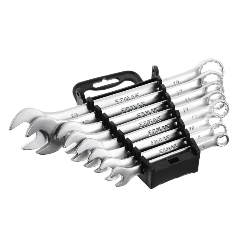 ЕРМАК Набор ключей рожково-накидных, 8 предм. 8-19мм, матовые CRV, пластик холдер ЕРМАК Набор ключей рожково-накидных, 8 предм. 8-19мм, матовые CRV, пластик холдер