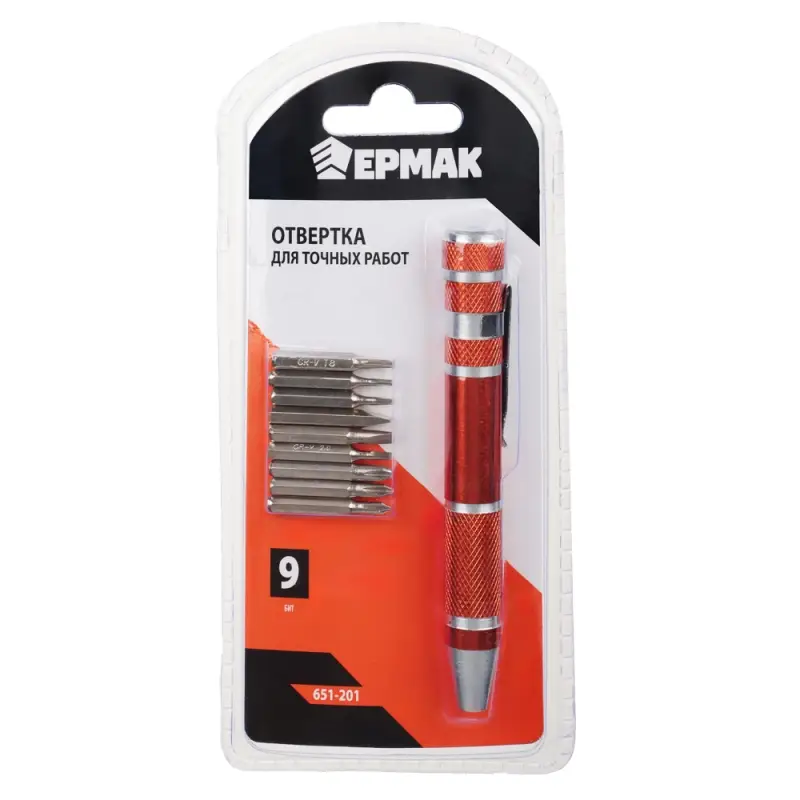 ЕРМАК Отвертка для точных работ в форме ручки с битами, сталь ЕРМАК Отвертка для точных работ в форме ручки с битами, сталь