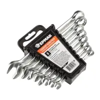 ЕРМАК Набор ключей рожково-накидных, 8 предм. 8-19мм, матовые CRV, пластик холдер