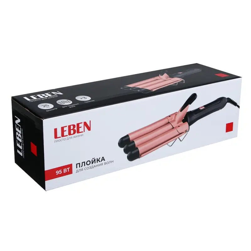 LEBEN Плойка для создания волн, тройная, укладка и завивка, диаметр 25мм, 95Вт, 220-240В LEBEN Плойка для создания волн, тройная, укладка и завивка, диаметр 25мм, 95Вт, 220-240В