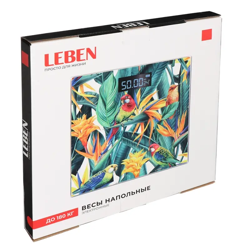 LEBEN Весы напольные электронные "Нежная история", ЖК-дисплей, макс. нагр.до 180кг