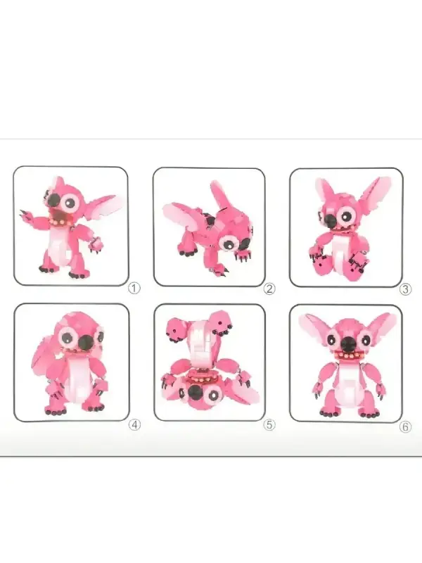 Конструктор 3D модель, розовый Стич Ангел - 316 деталей