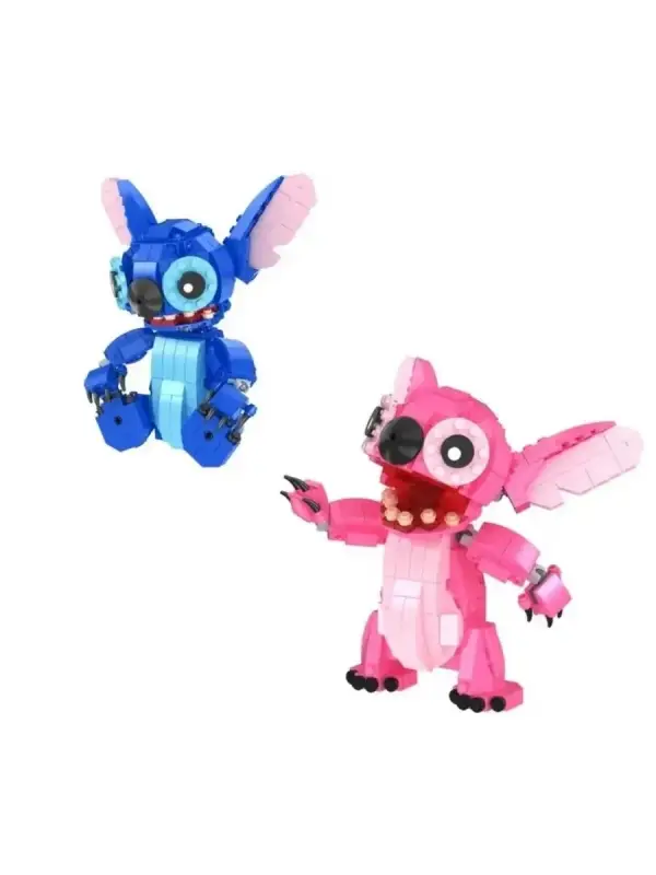 Конструктор 3D модель, розовый Стич Ангел - 316 деталей