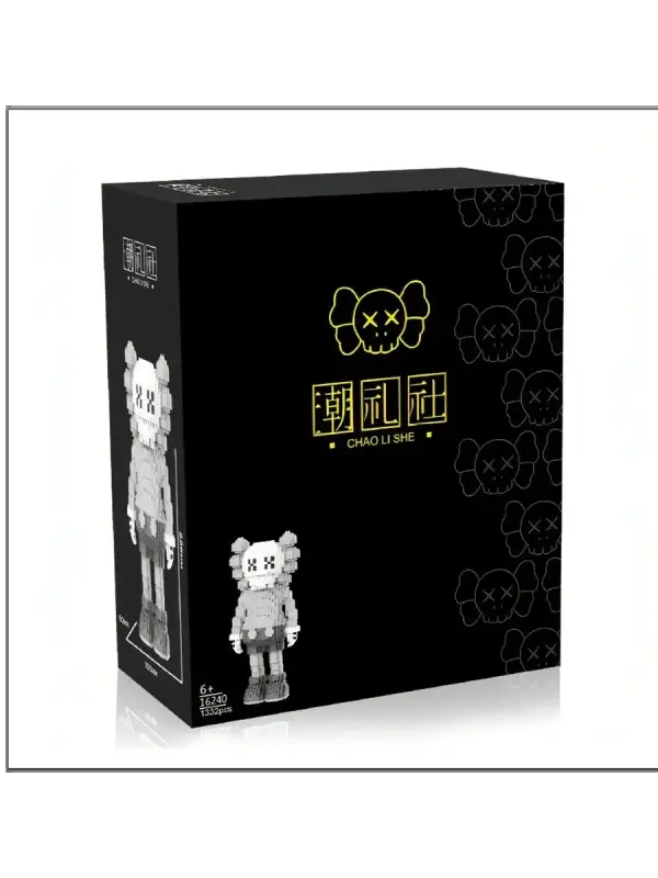 Конструктор 3D Kaws, черно-серый, 1332 детали Конструктор 3D Kaws, черно-серый, 1332 детали