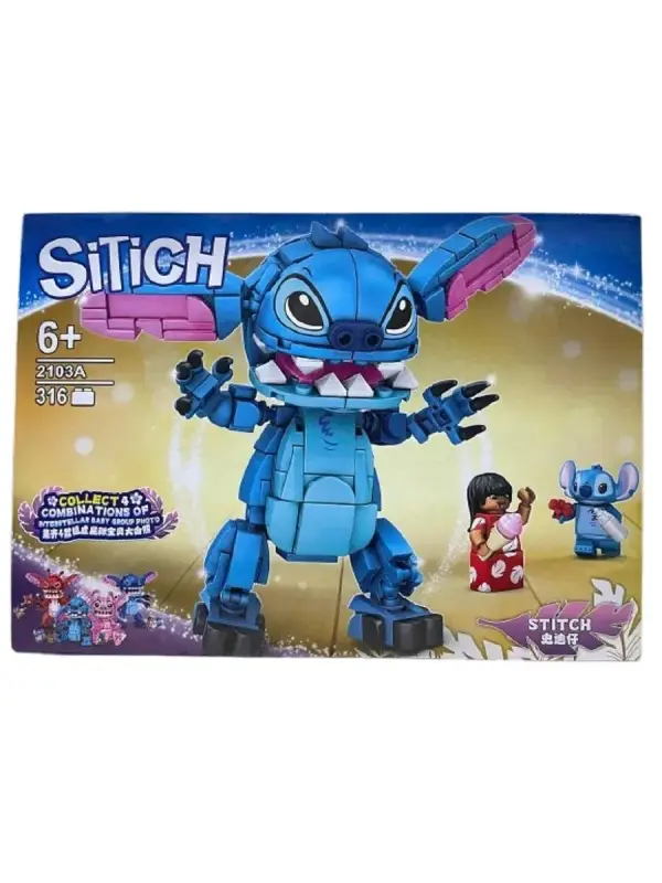 Конструктор 3D модель - голубой стич, 316 детали