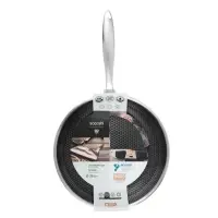 Сковорода SATOSHI Савона, 28х5,3см, Triply 3-х слойная, нержавеющая сталь 18/10, антипригарное покрытие. "соты", индукция