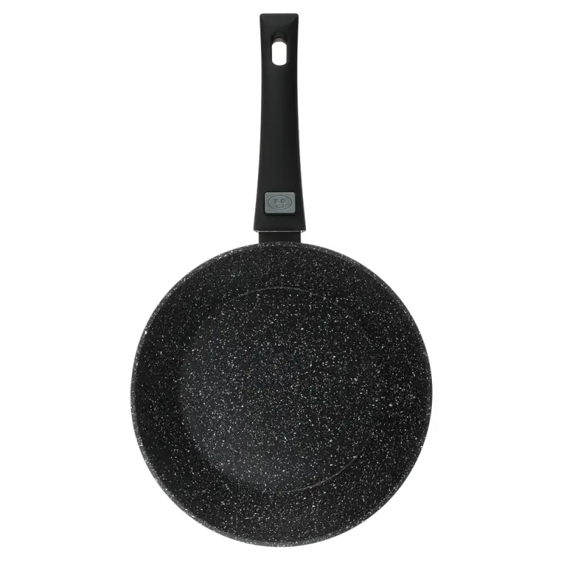 Сковорода SATOSHI Оникс, d24см, глубокая литая, антипригарное покрытие "мрамор", съемная ручка, индукция