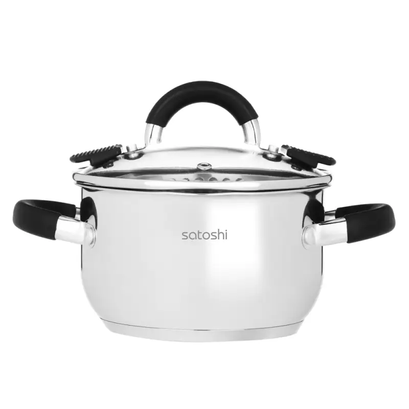 Кастрюля SATOSHI Арбон, 1,8л, 16х9,5см, со стеклянной. крышкой, индукция