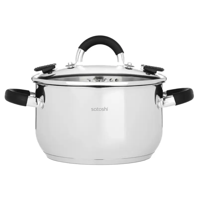 Кастрюля SATOSHI Арбон, 3,4л, 20х11,5см, со стеклянной. крышкой, индукция
