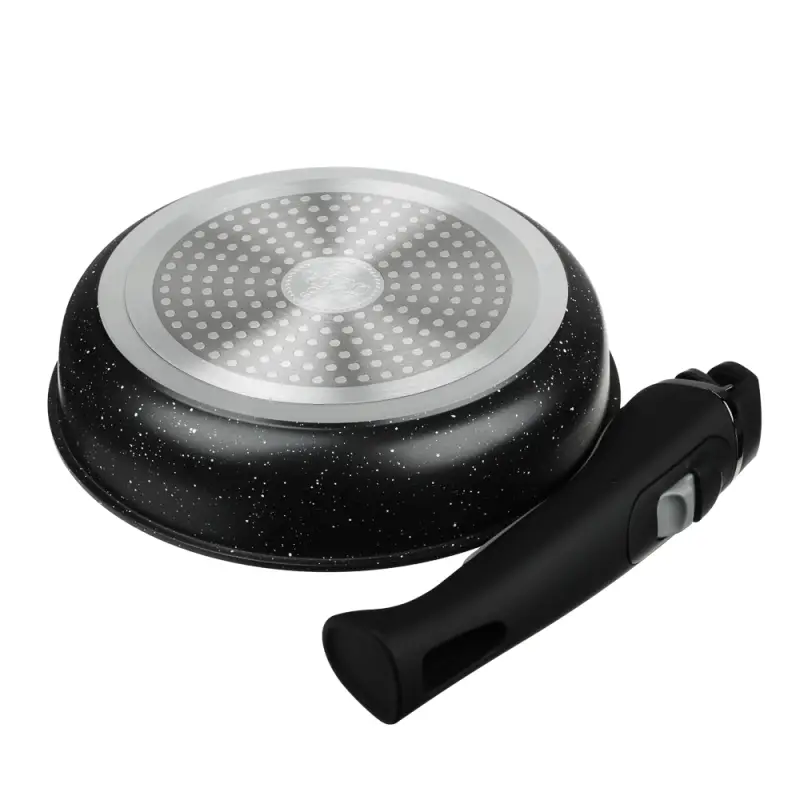 Набор посуды SATOSHI Nera, 4 предмета: ковш 1,3 л, сковороды 20 и 24 см, съёмная ручка, мраморное антипригарное покрытие, для индукции