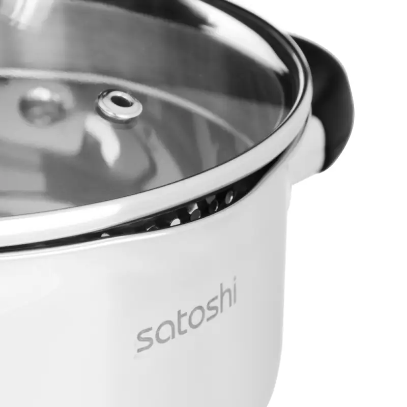 Кастрюля SATOSHI Арбон, 1,8л, 16х9,5см, со стеклянной. крышкой, индукция