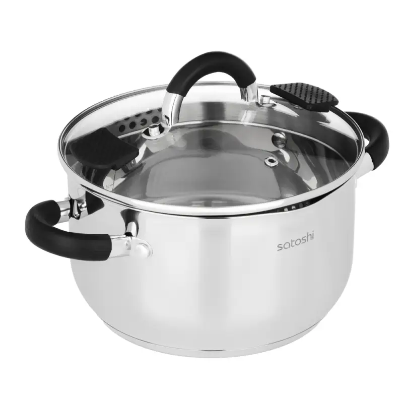 Кастрюля SATOSHI Арбон, 3,4л, 20х11,5см, со стеклянной. крышкой, индукция