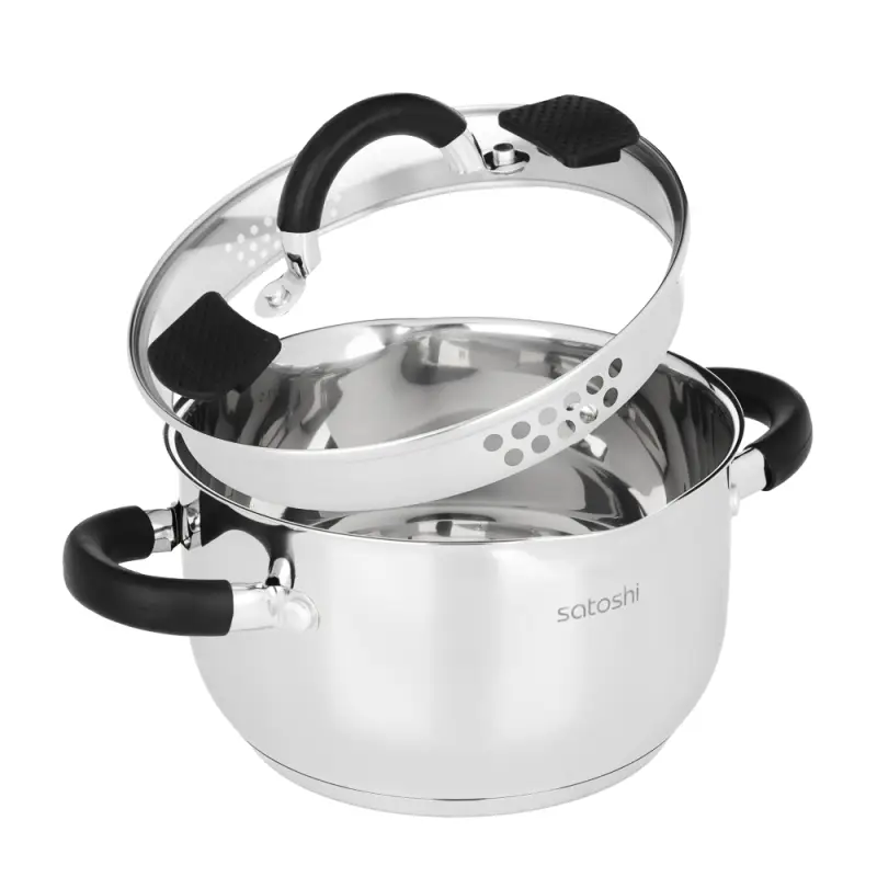 Кастрюля SATOSHI Арбон, 2,5л, 18х10,5см, со стеклянной. крышкой, индукция