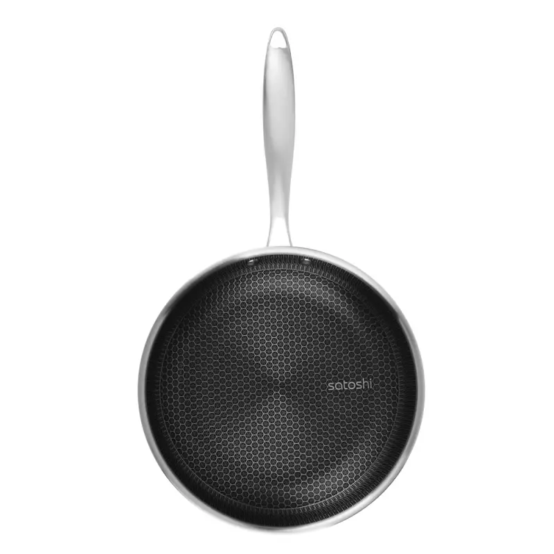 Сковорода SATOSHI Савона, 26х5,0см, Triply 3-х слойная, нержавеющая сталь 18/10, антипригарное покрытие. "соты", индукция
