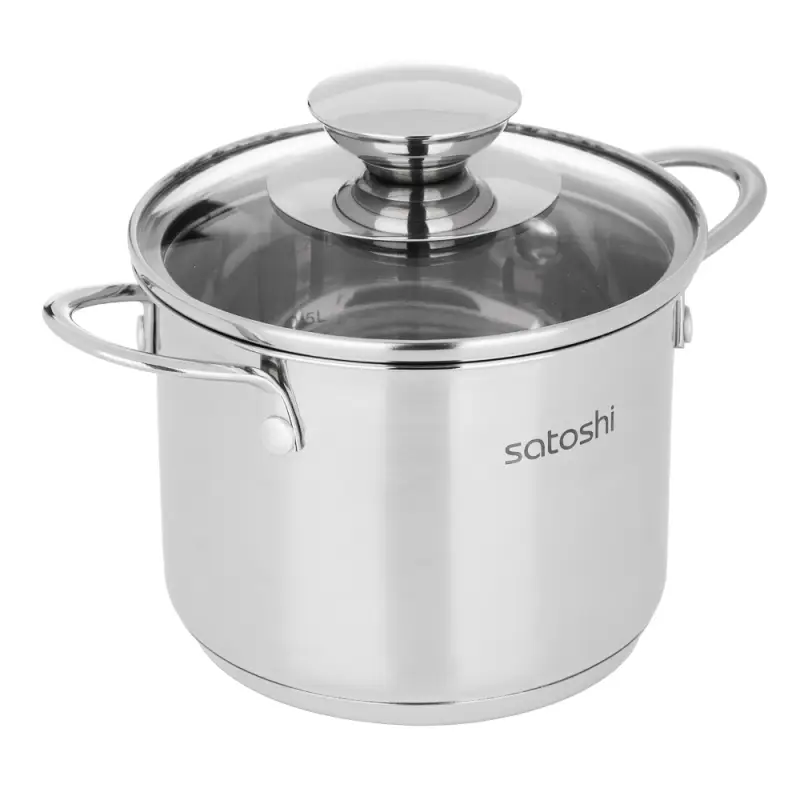Кастрюля SATOSHI Мини, 1,0 л, 12х9,0см. со стеклянной крышкой, индукция