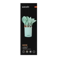 Набор SATOSHI Аллон, кухонных принадлежностей 12пр., зеленый, силикон