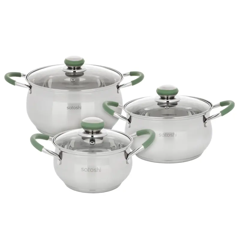 Набор кастрюль SATOSHI Марли - 6 предметов (1,9 л / 3,6 л / 6,0 л) со стеклянными крышками