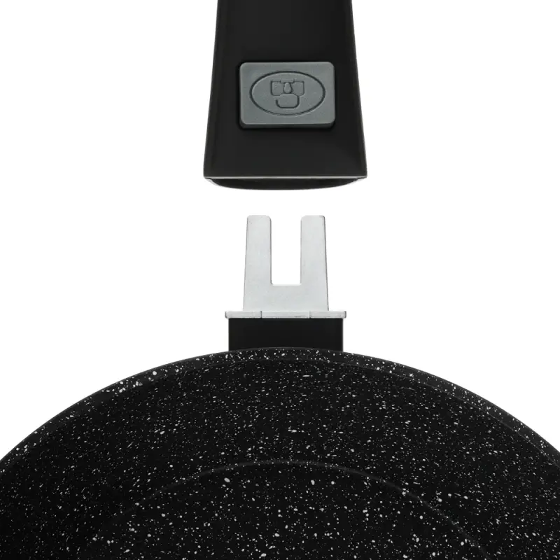 Сковорода SATOSHI Оникс, d24см, глубокая литая, антипригарное покрытие "мрамор", съемная ручка, индукция