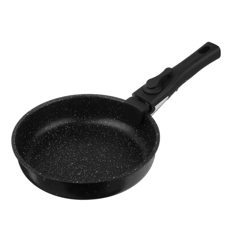 Сковорода SATOSHI Анси, Набор посуды 3пр, 20, 24 см.+съем. ручка, антиприг. покрытие мрамор, индукция