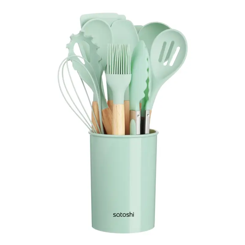 Набор SATOSHI Аллон, кухонных принадлежностей 12пр., зеленый, силикон