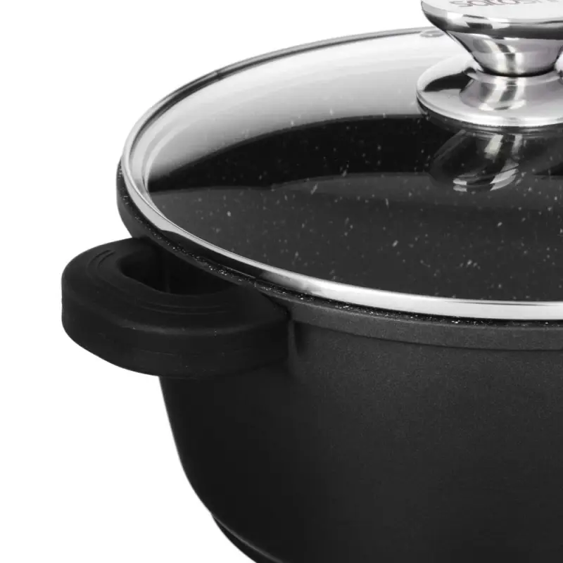 Кастрюля SATOSHI Лион, 4,2л, с крышкой d24*11, 5см, антипригарное покрытиеМрамор, силик.протекторы ручек, индукция