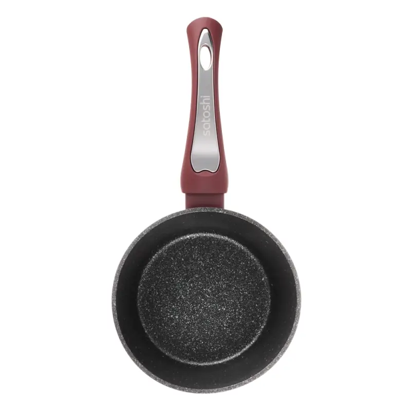 Ковш SATOSHI Ла, 1,3л, d16х8,5см, Мери литой, с крышкой, антипригарное покрытие мрамор, индукция