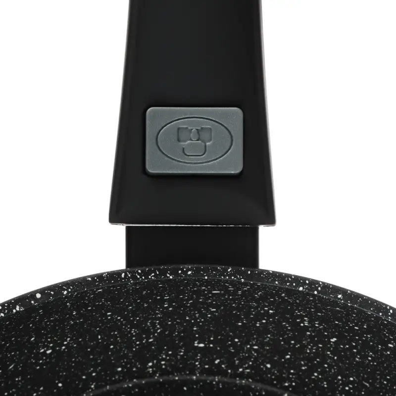 Сковорода SATOSHI Оникс, d24см, глубокая литая, антипригарное покрытие "мрамор", съемная ручка, индукция