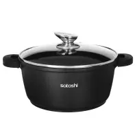 Кастрюля SATOSHI Лион, 4,2л, с крышкой d24*11, 5см, антипригарное покрытие. Мрамор, силиконовые протекторы ручек, индукция