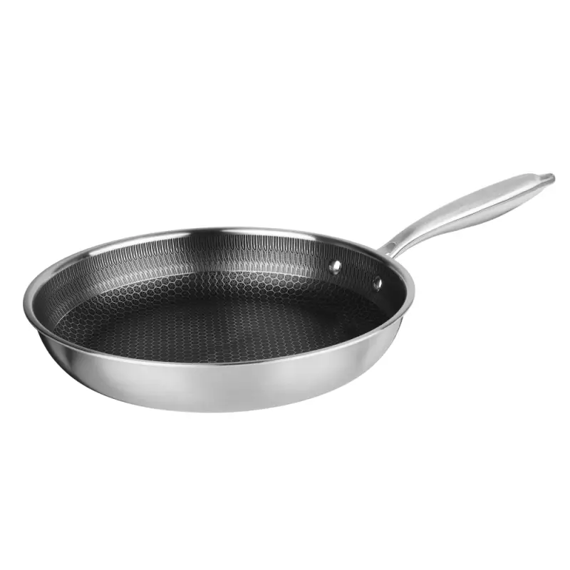 Сковорода SATOSHI Савона, 28х5,3см, Triply 3-х слойная, нержавеющая сталь 18/10, антипригарное покрытие. "соты", индукция