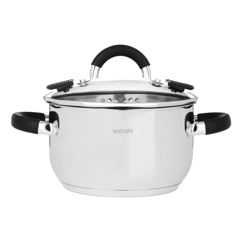 Кастрюля SATOSHI Арбон, 2,5л, 18х10,5см, со стеклянной. крышкой, индукция