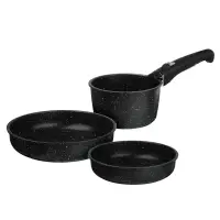 Набор посуды SATOSHI Nera, 4 предмета: ковш 1,3 л, сковороды 20 и 24 см, съёмная ручка, мраморное антипригарное покрытие, для индукции