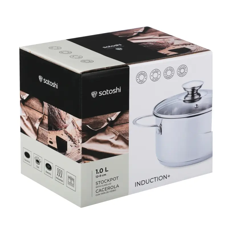 Кастрюля SATOSHI Мини, 1,0 л, 12х9,0см. со стеклянной крышкой, индукция