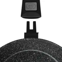 Сковорода SATOSHI Оникс, d26см, глубокая литая, антипригарное покрытие "мрамор", съемная ручка, индукция