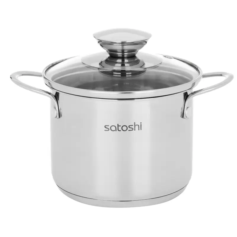 Кастрюля SATOSHI Мини, 1,0 л, 12х9,0см. со стеклянной крышкой, индукция