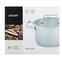Кастрюля SATOSHI Шато, 5,9л, 24х13,5см, со стеклянной крышкой, индукция