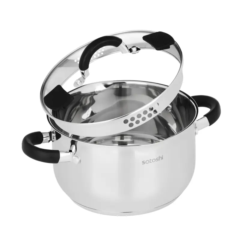 Кастрюля SATOSHI Арбон, 3,4л, 20х11,5см, со стеклянной. крышкой, индукция