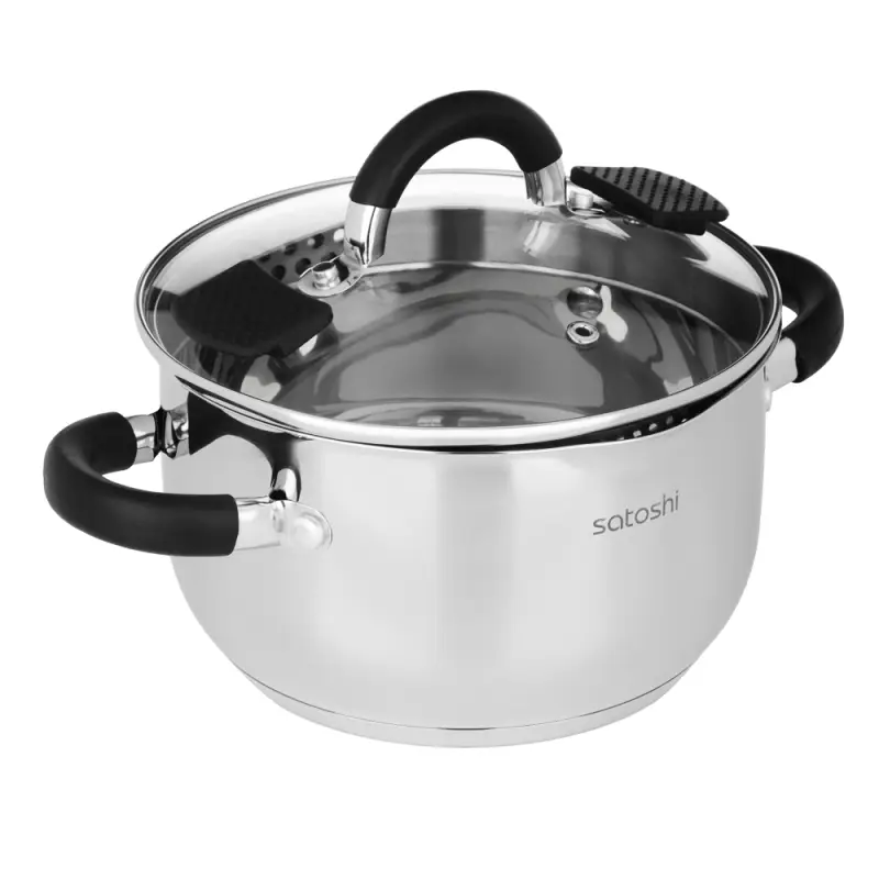 Кастрюля SATOSHI Арбон, 2,5л, 18х10,5см, со стеклянной. крышкой, индукция
