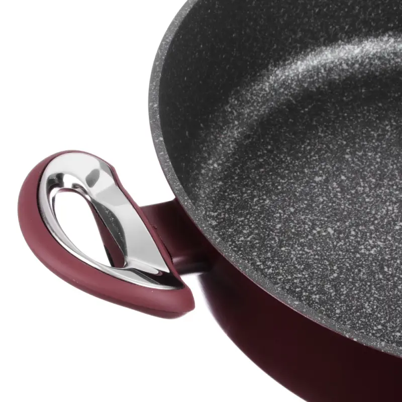 Сотейник SATOSHI Ла-Мери 4,3л, d28х8см, литой, с крышкой, антипригарное покрытие мрамор, индукция