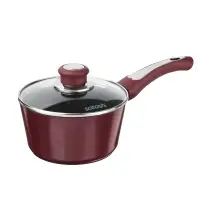 Ковш SATOSHI Ла, 1,3л, d16х8,5см, Мери литой, с крышкой, антипригарное покрытие мрамор, индукция