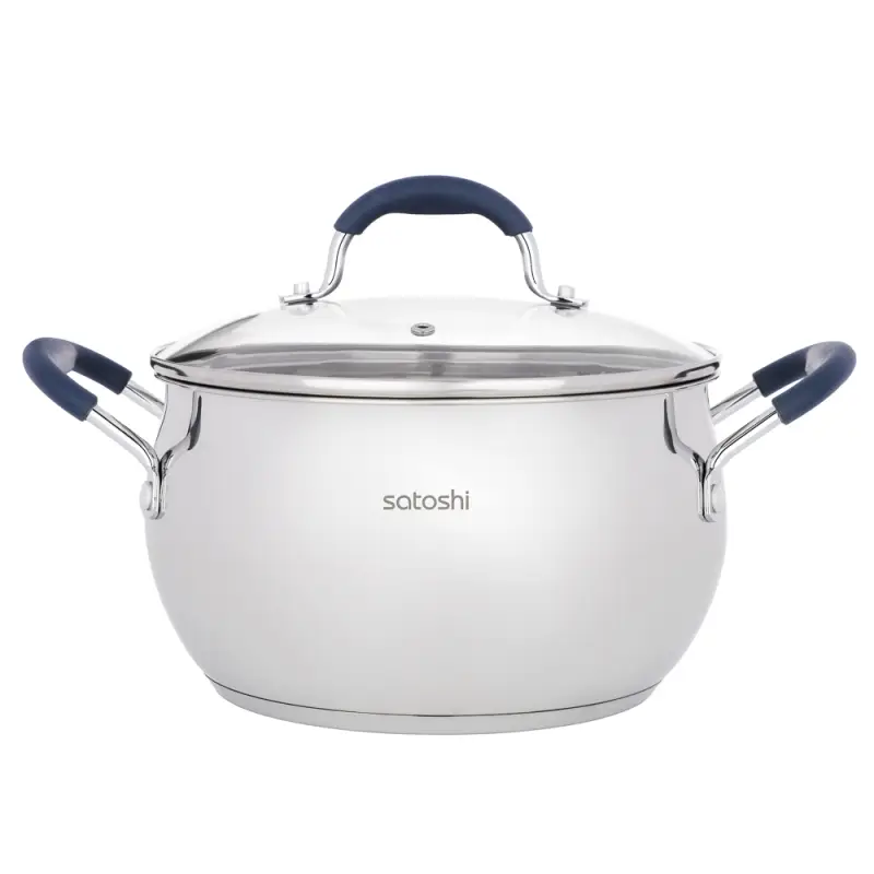 Кастрюля SATOSHI Альба, 5,1 л, 22х12,5см, со стеклянной. крышкой, индукция