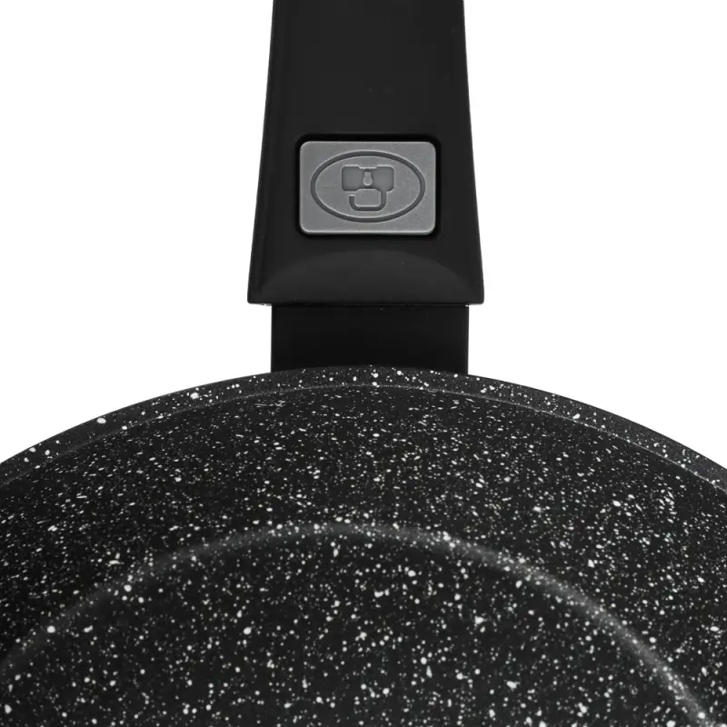 Сковорода SATOSHI Оникс, d26см, глубокая литая, антипригарное покрытие "мрамор", съемная ручка, индукция